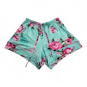 Double the Sprinkles Aqua Floral Drawstring Shorts - Size L